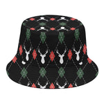 Christmas Deer Argyle Pattern Print Bucket Hat