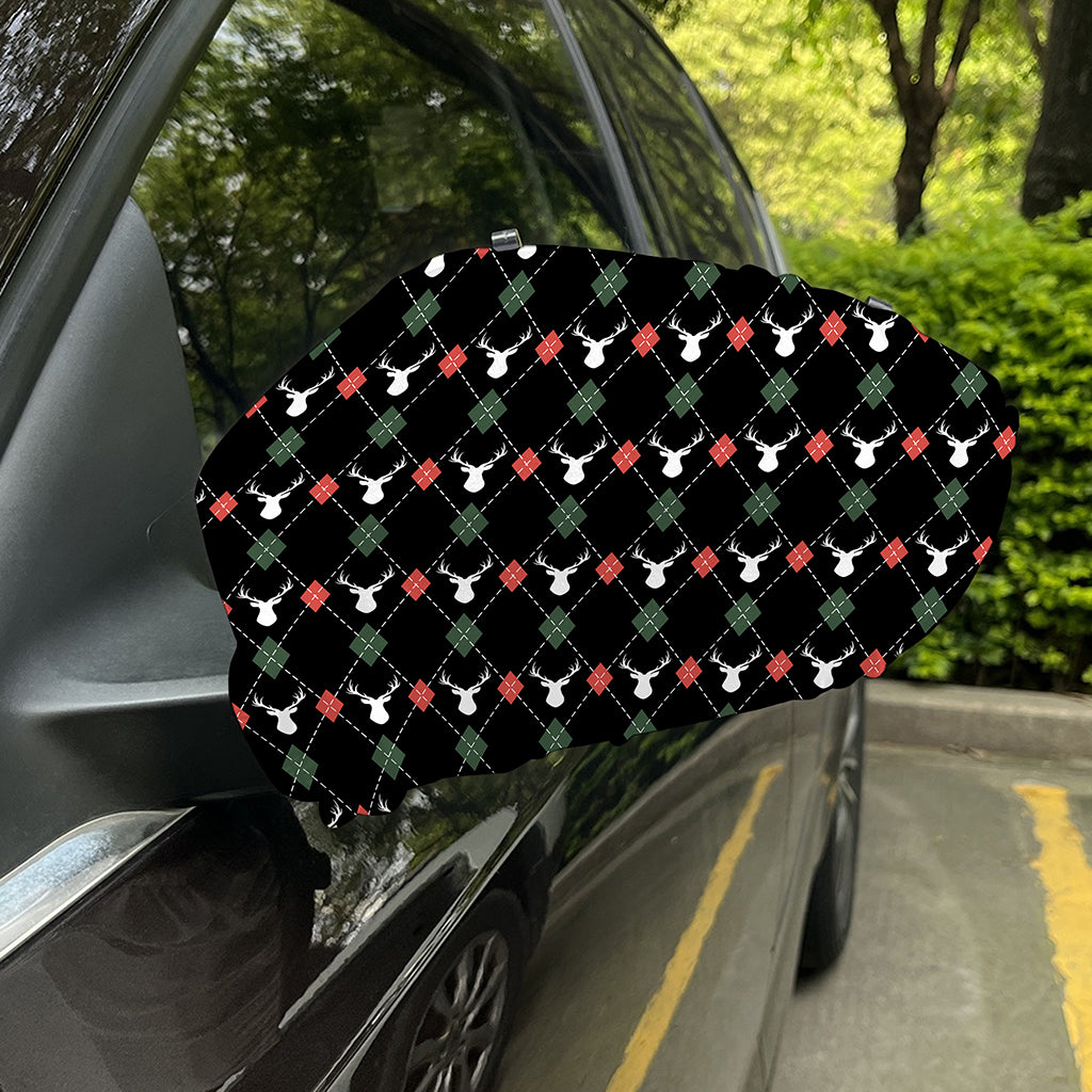 Christmas Deer Argyle Pattern Print Car Side Mirror Covers