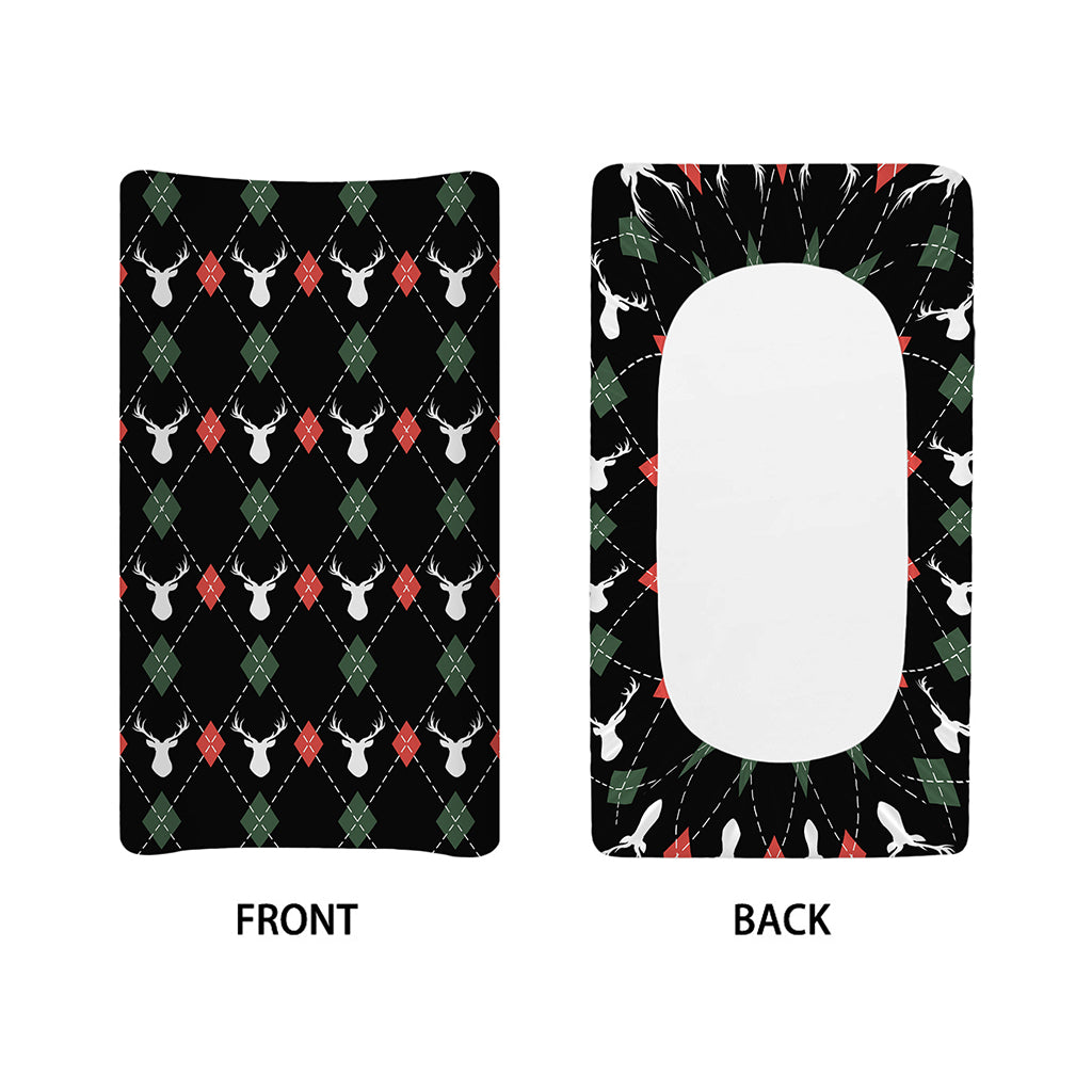 Christmas Deer Argyle Pattern Print Changing Pad Cover