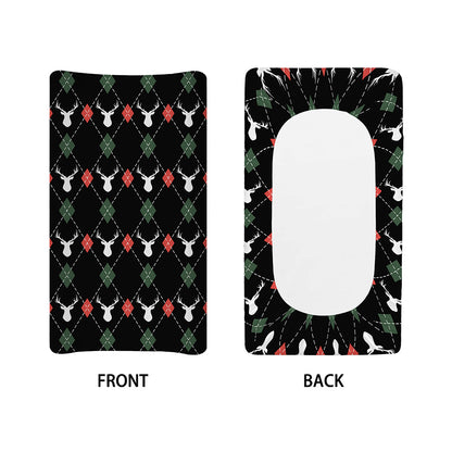 Christmas Deer Argyle Pattern Print Changing Pad Cover