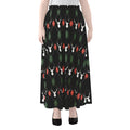 Christmas Deer Argyle Pattern Print Chiffon Maxi Skirt