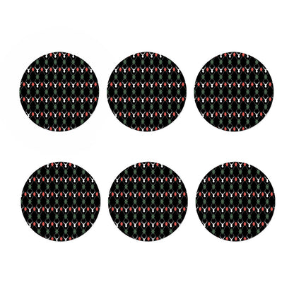 Christmas Deer Argyle Pattern Print Coaster Set