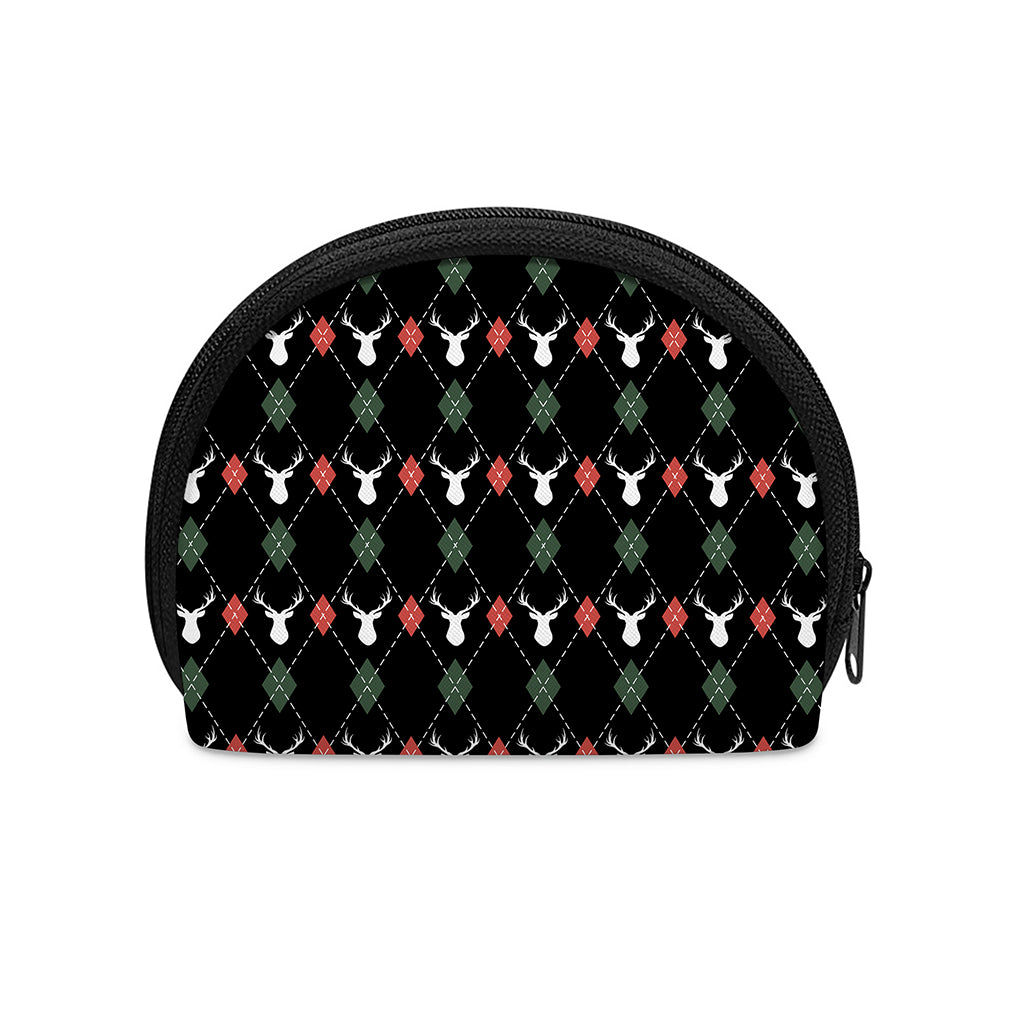 Christmas Deer Argyle Pattern Print Coin Purse