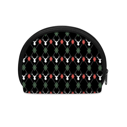 Christmas Deer Argyle Pattern Print Coin Purse