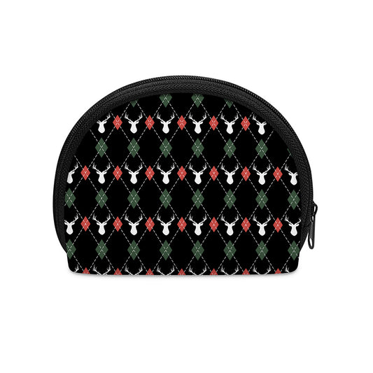 Christmas Deer Argyle Pattern Print Coin Purse