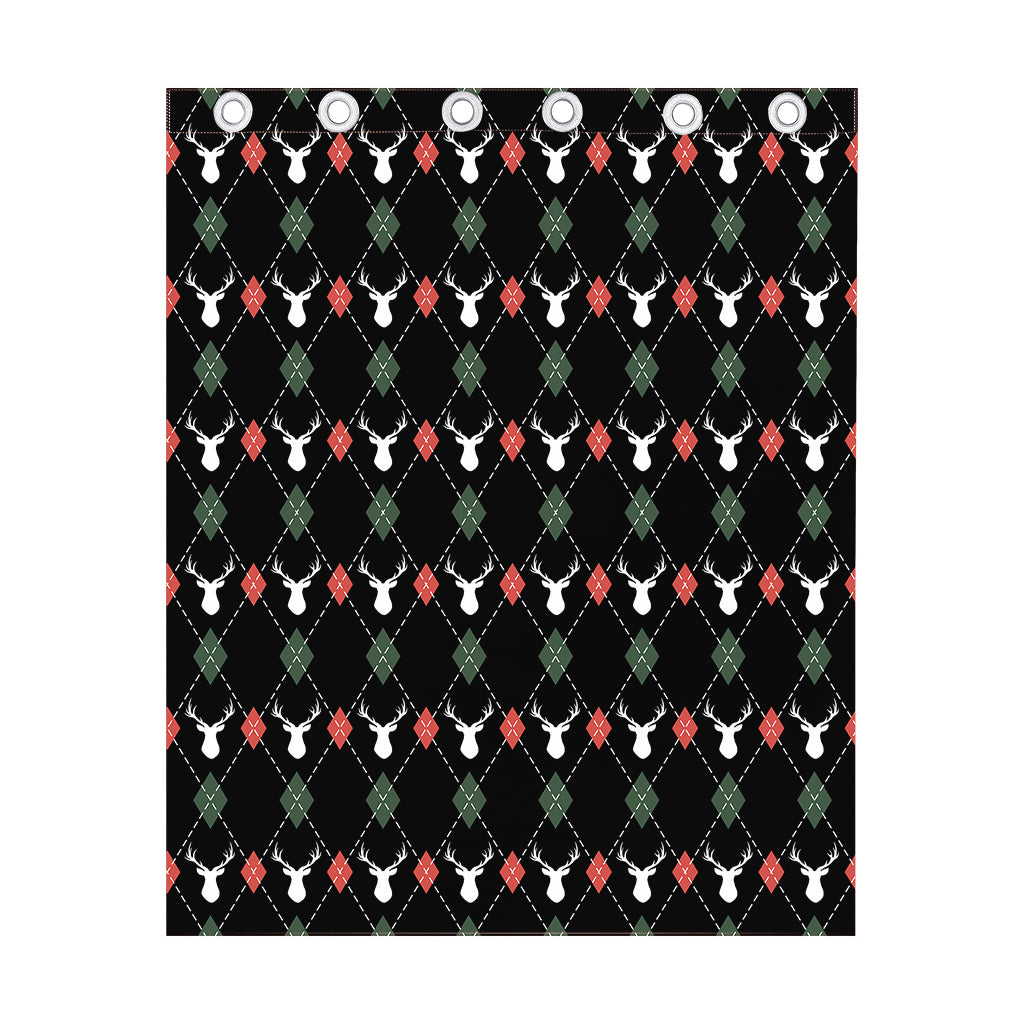 Christmas Deer Argyle Pattern Print Curtain