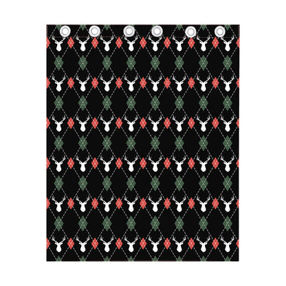 Christmas Deer Argyle Pattern Print Curtain