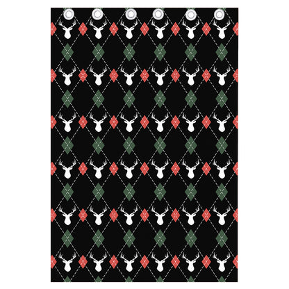 Christmas Deer Argyle Pattern Print Curtain