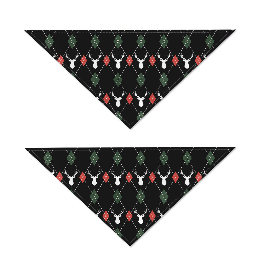 Christmas Deer Argyle Pattern Print Dog Bandana