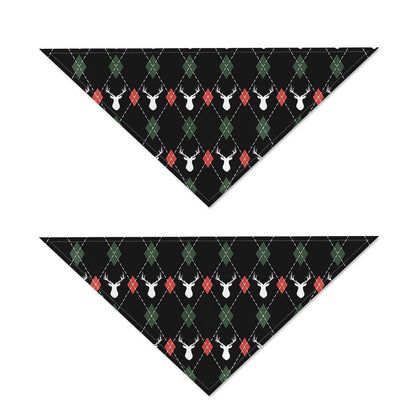Christmas Deer Argyle Pattern Print Dog Bandana
