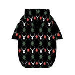 Christmas Deer Argyle Pattern Print Dog Zip Up Hoodie