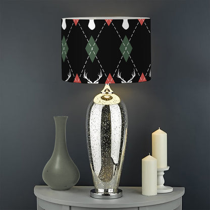 Christmas Deer Argyle Pattern Print Drum Lamp Shade