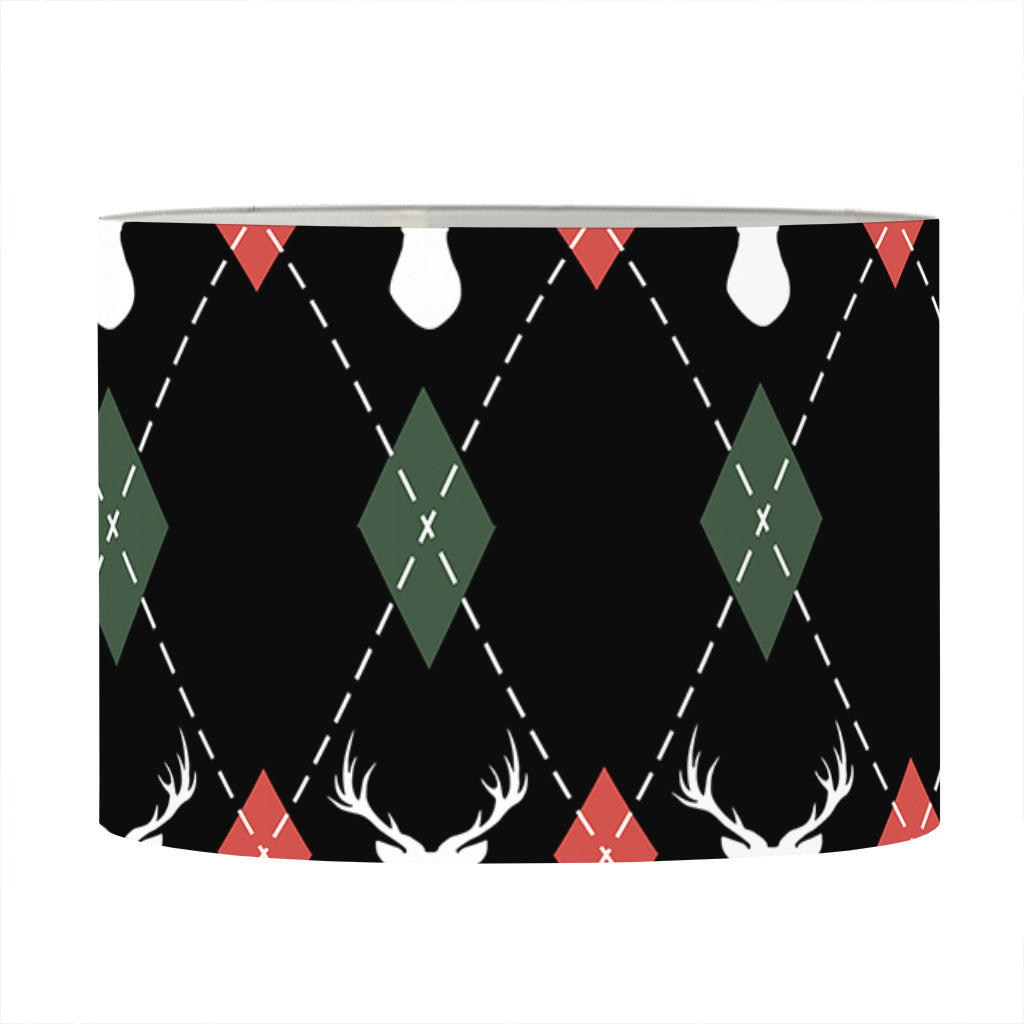 Christmas Deer Argyle Pattern Print Drum Lamp Shade