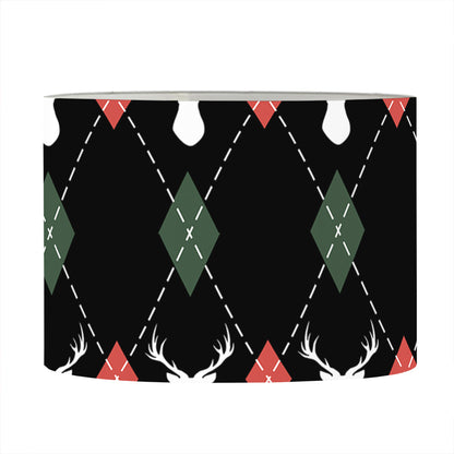 Christmas Deer Argyle Pattern Print Drum Lamp Shade