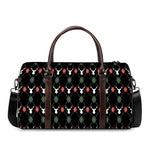 Christmas Deer Argyle Pattern Print Duffle Bag