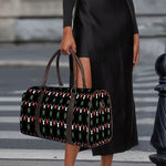 Christmas Deer Argyle Pattern Print Duffle Bag