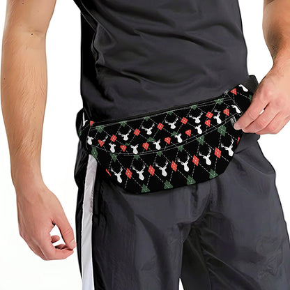 Christmas Deer Argyle Pattern Print Fanny Pack