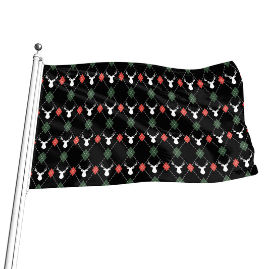 Christmas Deer Argyle Pattern Print Flag