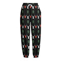 Christmas Deer Argyle Pattern Print Fleece Lined Knit Pants