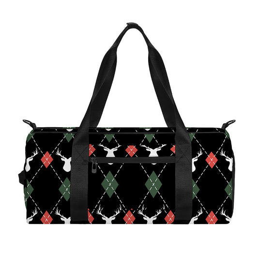 Christmas Deer Argyle Pattern Print Gym Bag