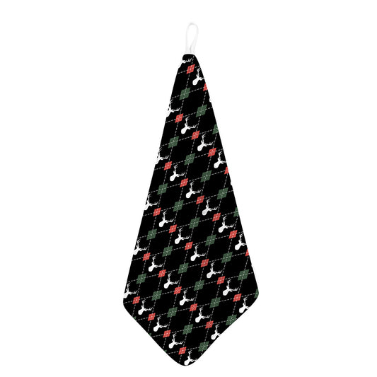 Christmas Deer Argyle Pattern Print Hand Towel