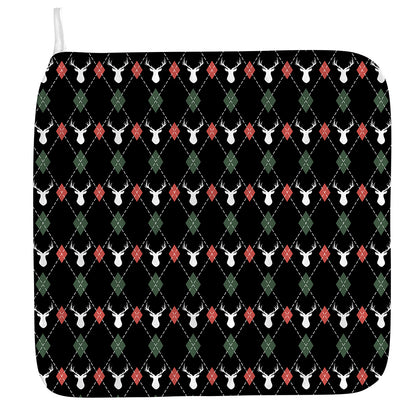 Christmas Deer Argyle Pattern Print Hand Towel