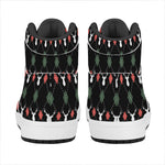 Christmas Deer Argyle Pattern Print High Top Leather Sneakers