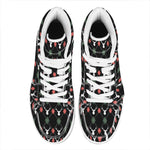 Christmas Deer Argyle Pattern Print High Top Leather Sneakers