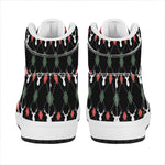 Christmas Deer Argyle Pattern Print High Top Leather Sneakers