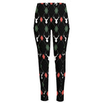 Christmas Deer Argyle Pattern Print High-Waisted Pocket Leggings