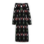 Christmas Deer Argyle Pattern Print Hooded Bathrobe