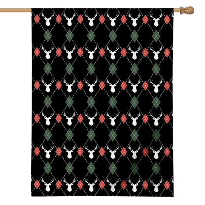Christmas Deer Argyle Pattern Print House Flag