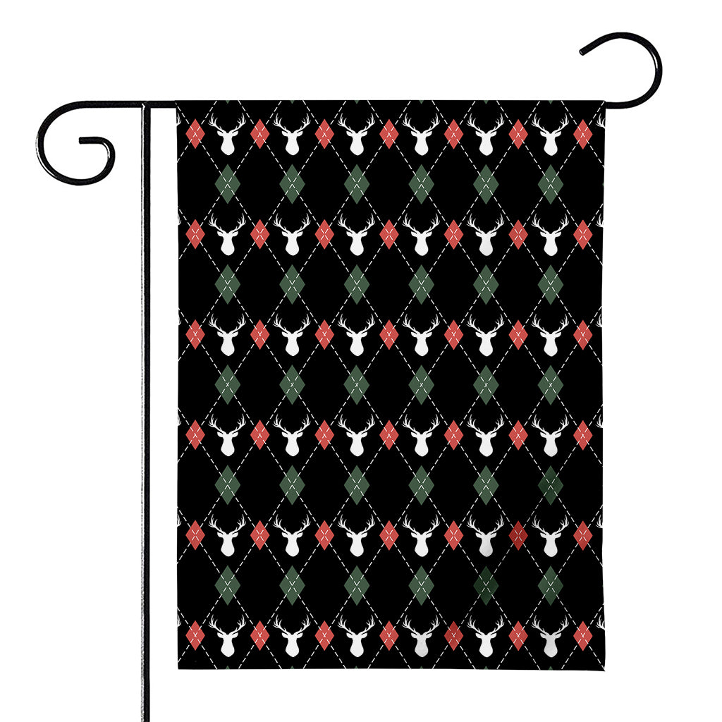 Christmas Deer Argyle Pattern Print House Flag