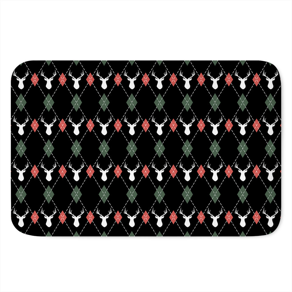 Christmas Deer Argyle Pattern Print Indoor Door Mat