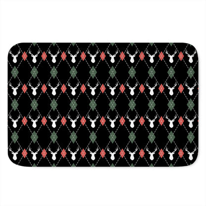 Christmas Deer Argyle Pattern Print Indoor Door Mat