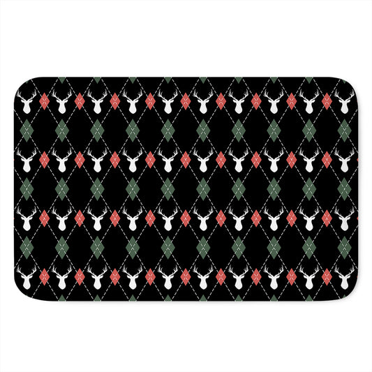 Christmas Deer Argyle Pattern Print Indoor Door Mat