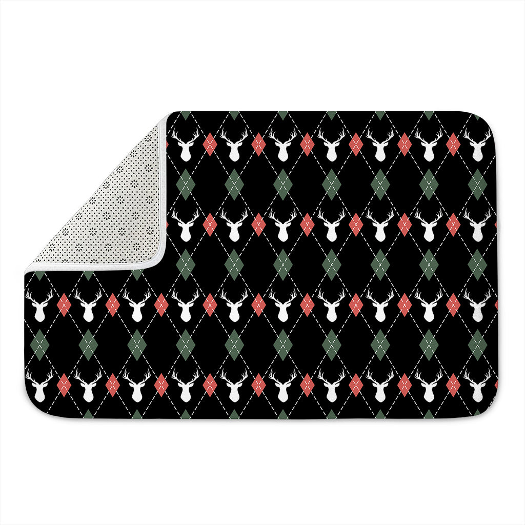 Christmas Deer Argyle Pattern Print Indoor Door Mat