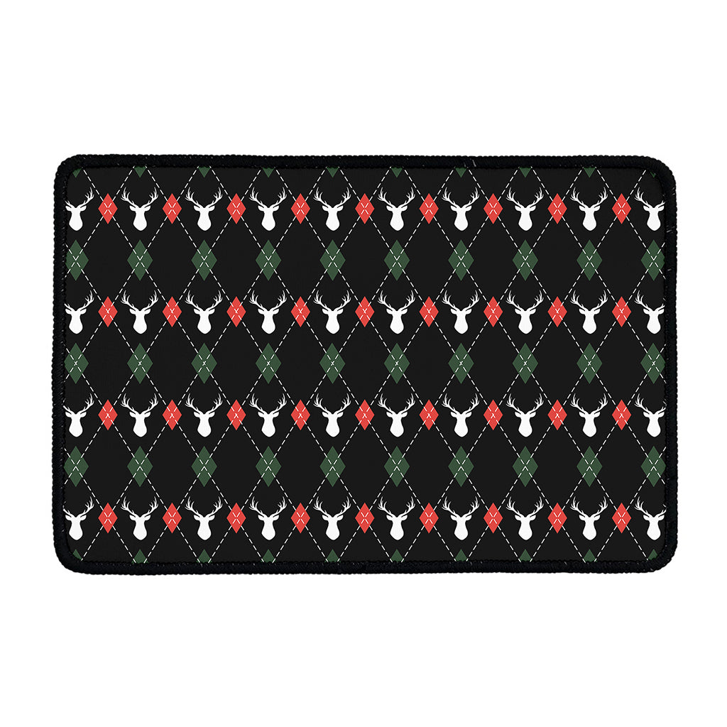 Christmas Deer Argyle Pattern Print Kitchen Mat