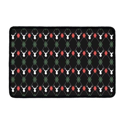 Christmas Deer Argyle Pattern Print Kitchen Mat