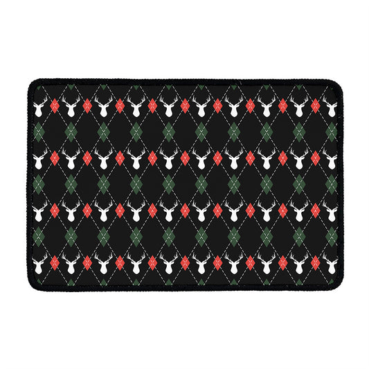 Christmas Deer Argyle Pattern Print Kitchen Mat