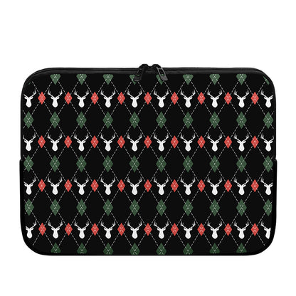 Christmas Deer Argyle Pattern Print Laptop Sleeve
