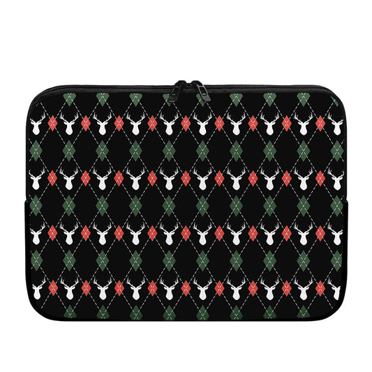 Christmas Deer Argyle Pattern Print Laptop Sleeve
