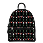 Christmas Deer Argyle Pattern Print Leather Backpack