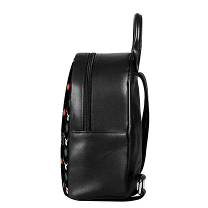 Christmas Deer Argyle Pattern Print Leather Backpack