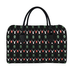 Christmas Deer Argyle Pattern Print Leather Duffle Bag