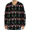 Christmas Deer Argyle Pattern Print Long Sleeve Baseball Jersey