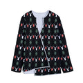 Christmas Deer Argyle Pattern Print Long Sleeve Short Coat