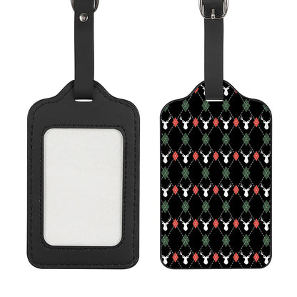 Christmas Deer Argyle Pattern Print Luggage Tag