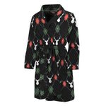 Christmas Deer Argyle Pattern Print Men's Bathrobe