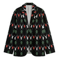Christmas Deer Argyle Pattern Print Men's Blazer